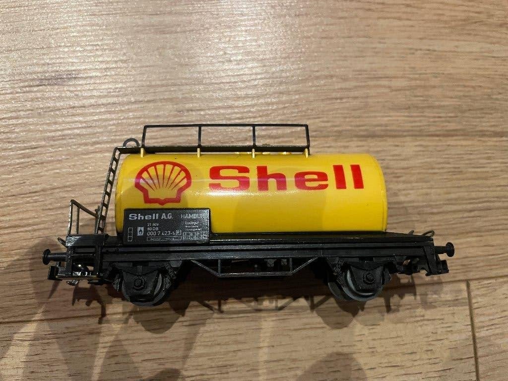 Marklin 4442 Shell ketelwagen 2 stuks, Ophalen of Verzenden, Gebruikt, Wagon, Märklin