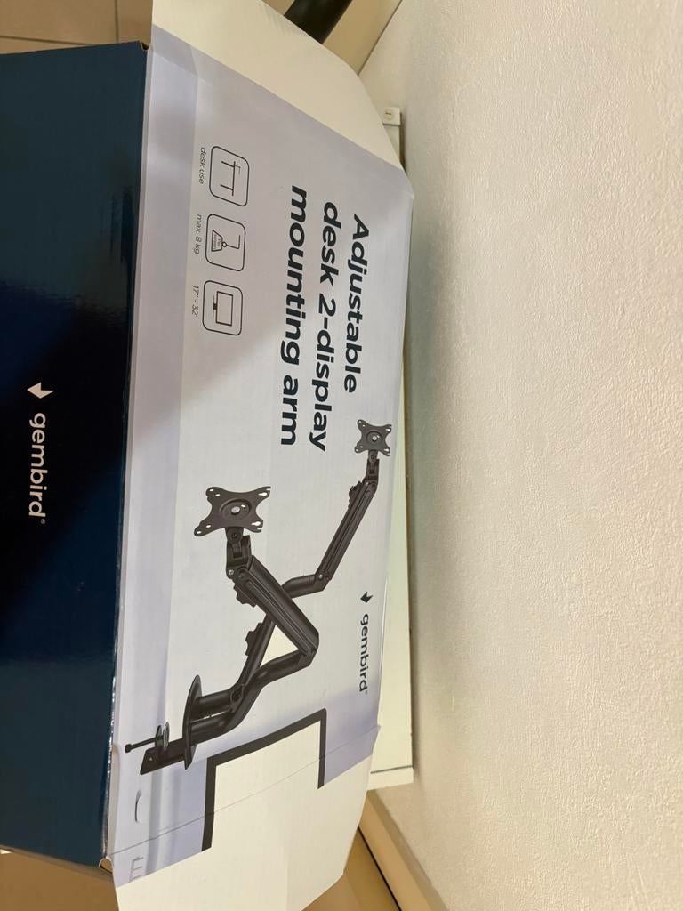 Gembird dual monitor arm met gasveer, Ophalen, Zo goed als nieuw