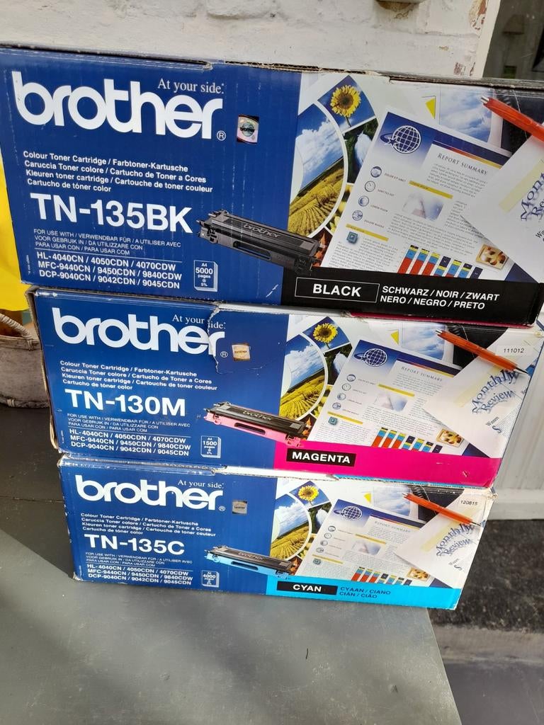 Cartouchesde Toner couleur BROTHER (3)TN-135C, 135-BK et TN-, Ophalen, Toner