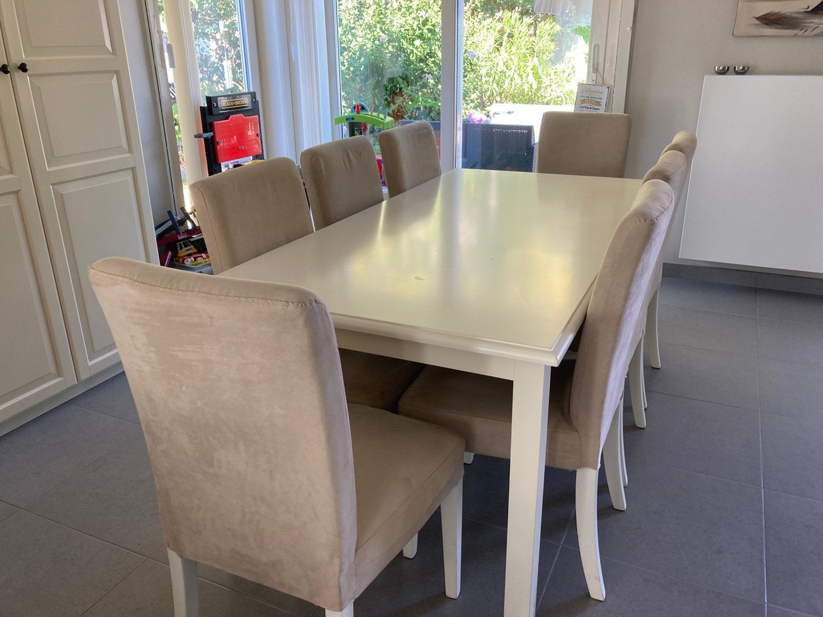 Table + 8 chaises, Enlèvement, Utilisé, 6 à 8 chaises