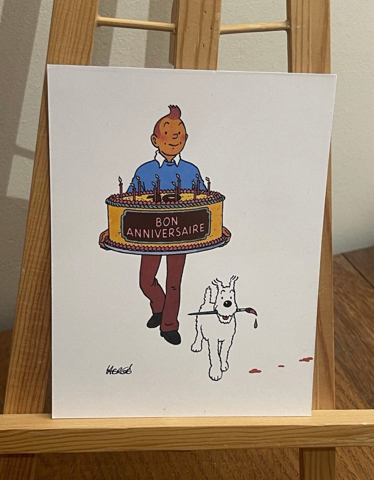 Heruitgave vde ansichtkaart van Kuifje *gelukkige verjaardag, Verzenden, Kuifje, Zo goed als nieuw, Plaatje, Poster of Sticker