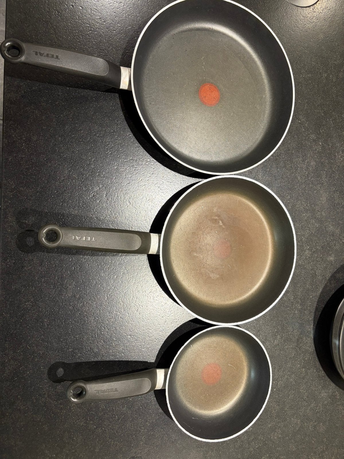 Lot de 3 poêles TEFAL, Maison & Meubles, Tefal, Compatible lave-vaisselle, Enlèvement, Utilisé