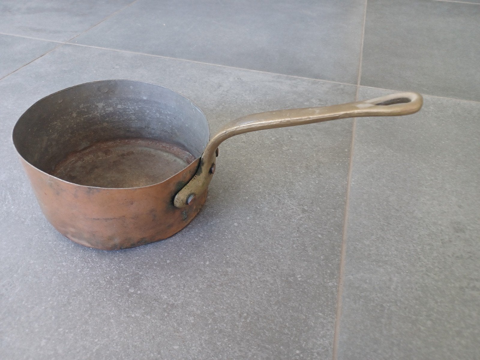 Oude koperen steelpan diameter 18cm, Ophalen of Verzenden