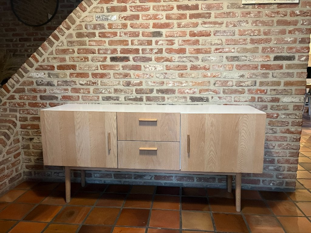 Dressoir wit/naturel hout, 25 à 50 cm, Avec tablette(s), Scandinavisch, Comme neuf