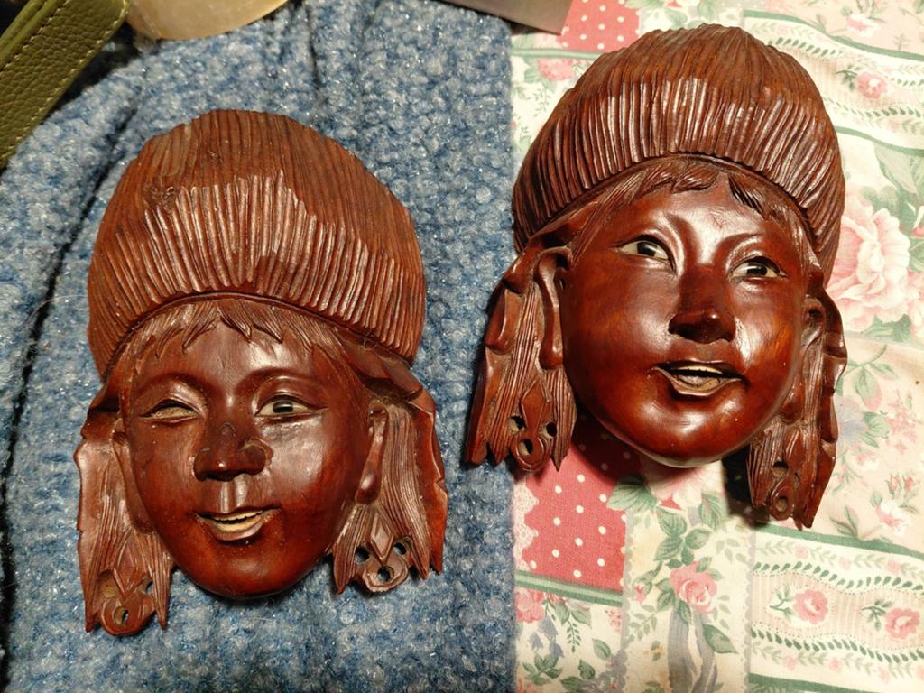Masques en bois sculptés à la main, Enlèvement, Fait main, Bois