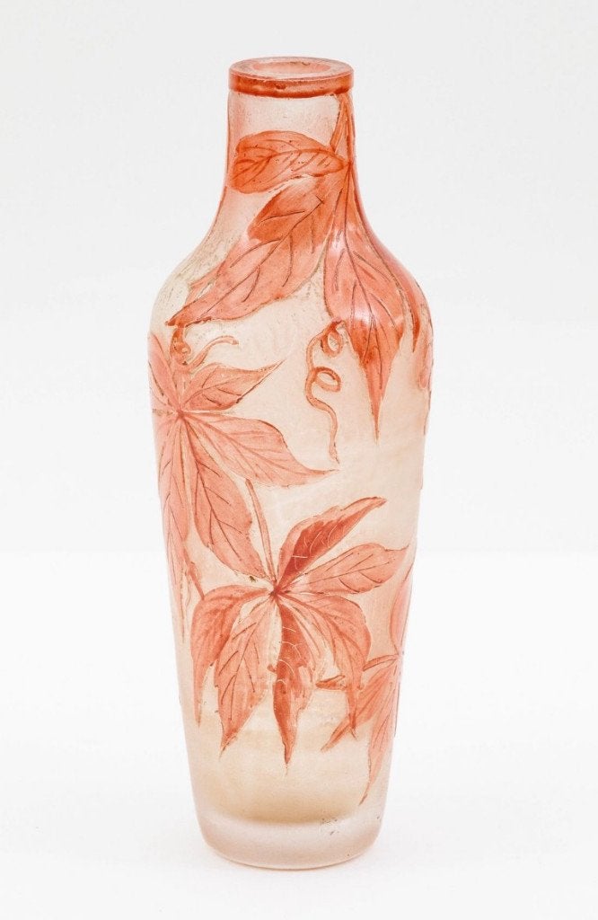 Cameo Glass Vase - Signed " Val ", Ophalen of Verzenden