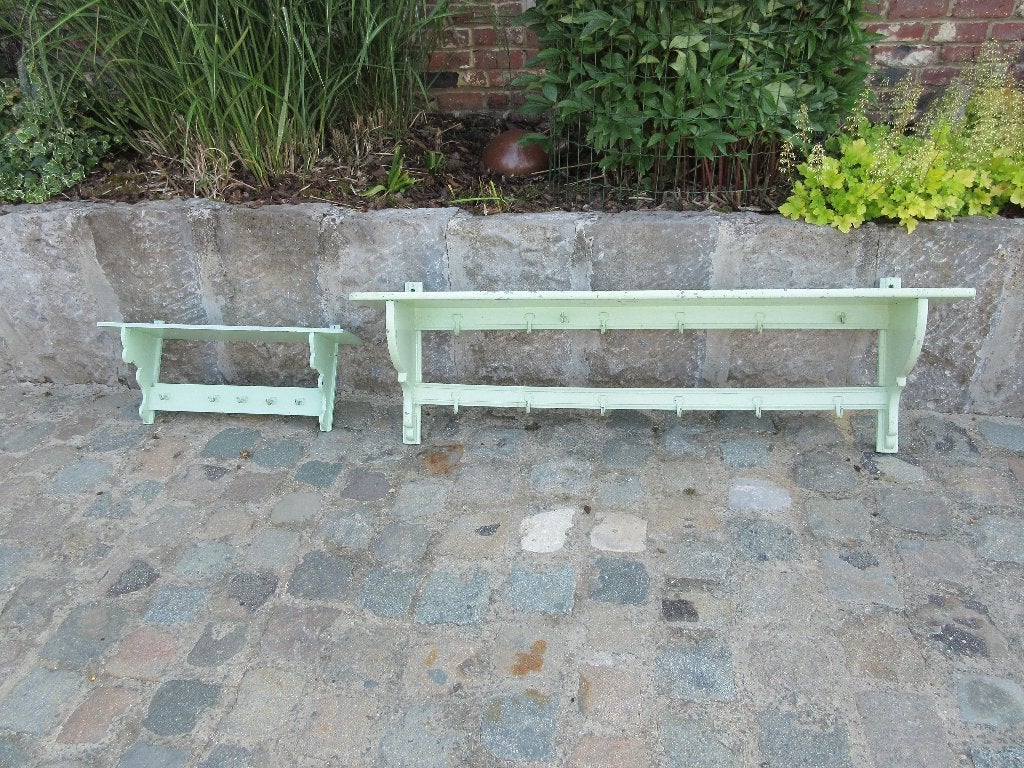 Ancien porte-manteau mural vintage en bois peint étagère, Enlèvement, Bois, Portemanteau mural