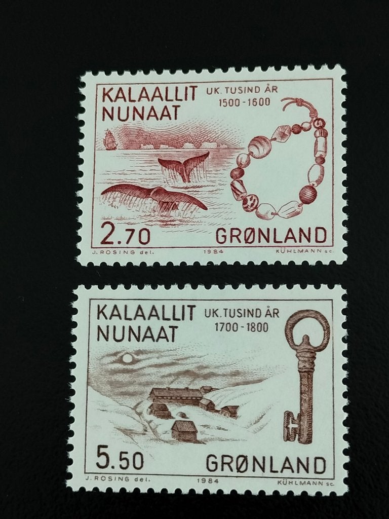 Groenland 1984 - baleine, collier de perles de verre, clé **, Envoi, Danemark, Non oblitéré