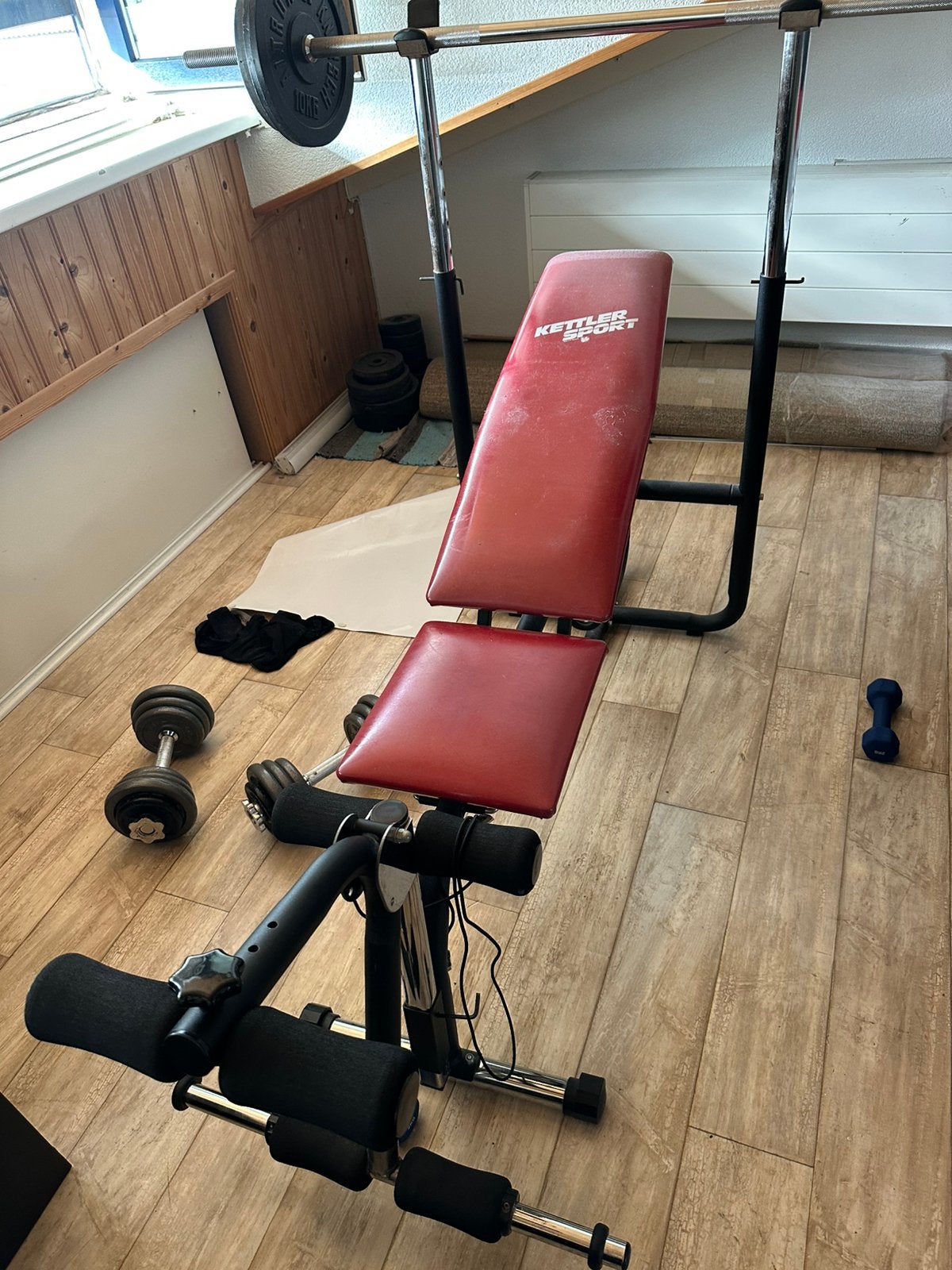 Kettler fitnessbank met halter en gewichten, Sport en Fitness, Ophalen, Zo goed als nieuw, Armen