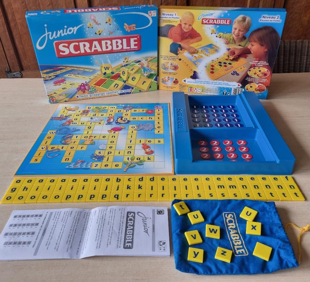 Junior Scrabble (100% Compleet) Mattel Twee grappige spellen, Enlèvement ou Envoi