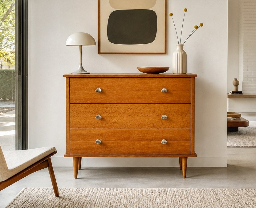 Minimalistische vintage ladekast, Enlèvement, Utilisé, Midcentury, Avec tiroir(s)