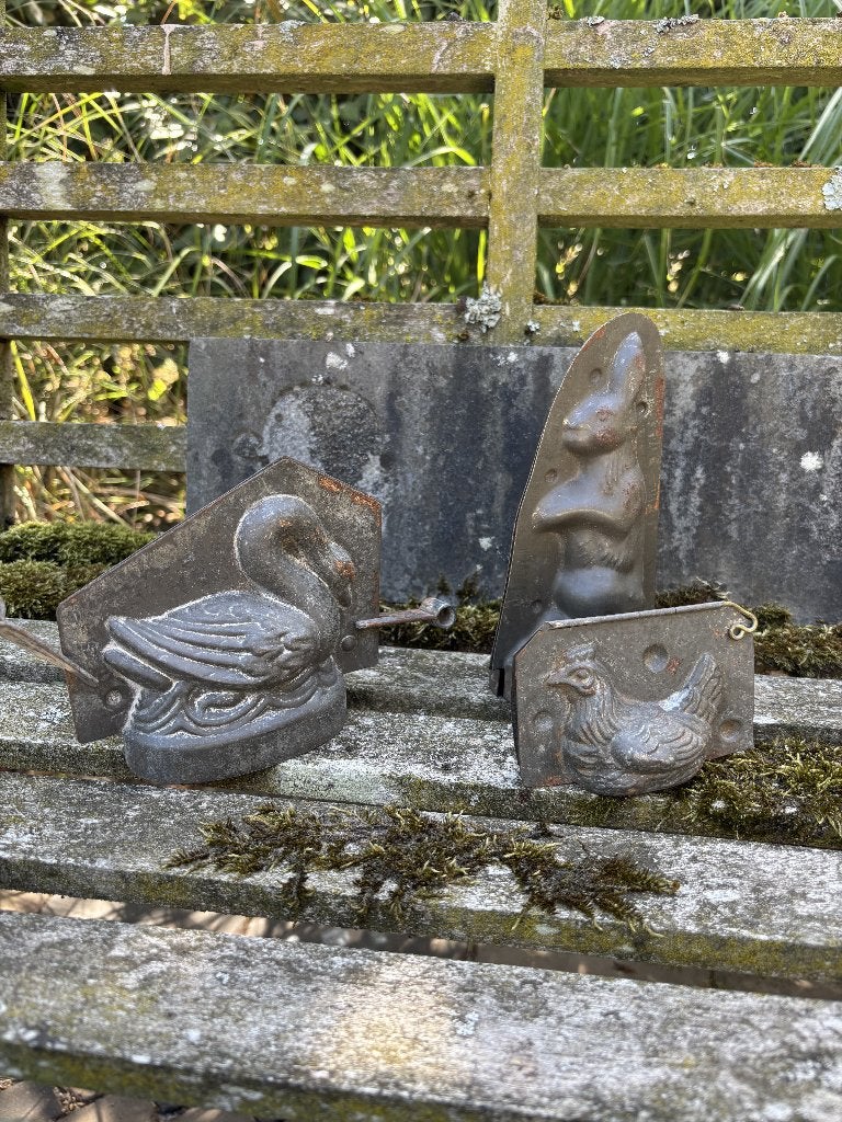 3 oude metalen chocoladevormen, Antiek en Kunst, Ophalen of Verzenden