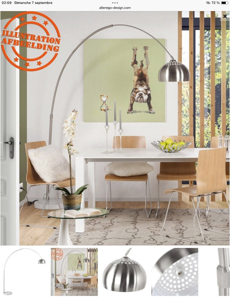 Lampadaire arc, Enlèvement, Comme neuf, Métal
