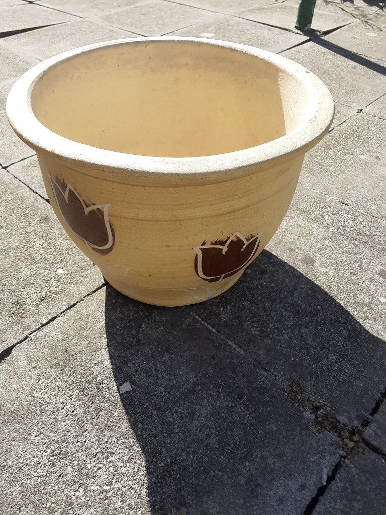 Cache pot en grès grand vintage, Enlèvement