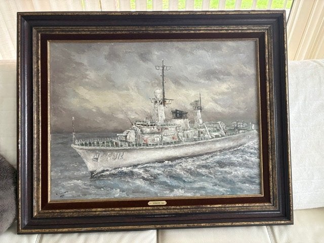 Schilderij Fregat Wandelaar F912, Antiek en Kunst, Ophalen, Handgeschilderd, Maritiem / water