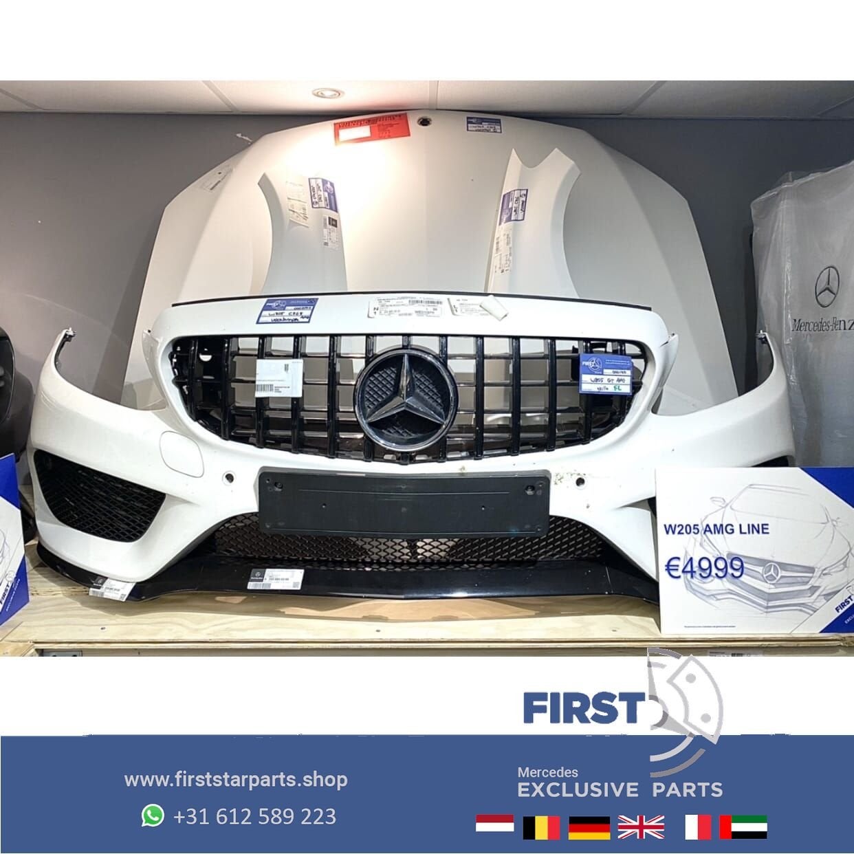 W205 C205 C43 AMG VOORKOP onderdelen Mercedes C Klasse WIT F, Auto-onderdelen, Gebruikt, -, Voor, Ophalen of Verzenden