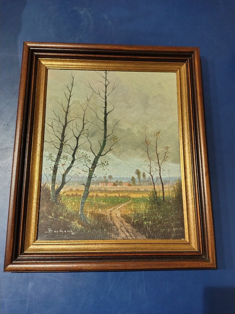 Schilderij landschap Bosmans, Ophalen, Gesigneerd, Doek, Realistisch