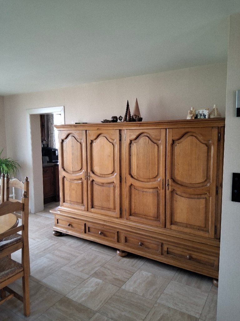 Massief eiken eetkamer, Ophalen, Gebruikt, Landelijk, 8 stoelen of meer