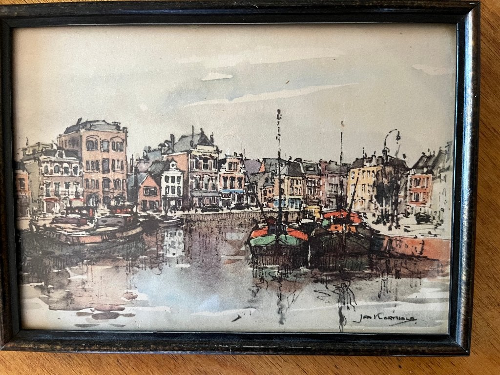 Aquarel van Jan Korthals, Antiquités & Art, Art | Dessins & Photographie, Enlèvement, Tableau, Aquarelle, Encadré