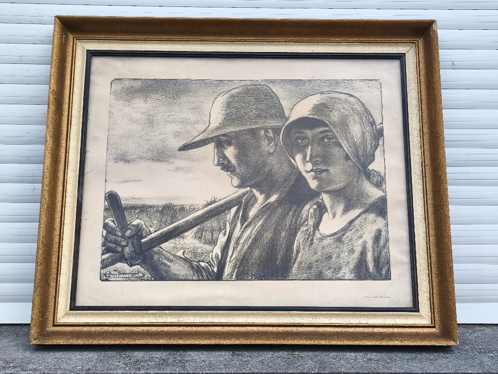Lithographie signe Edmond doumont, Enlèvement ou Envoi