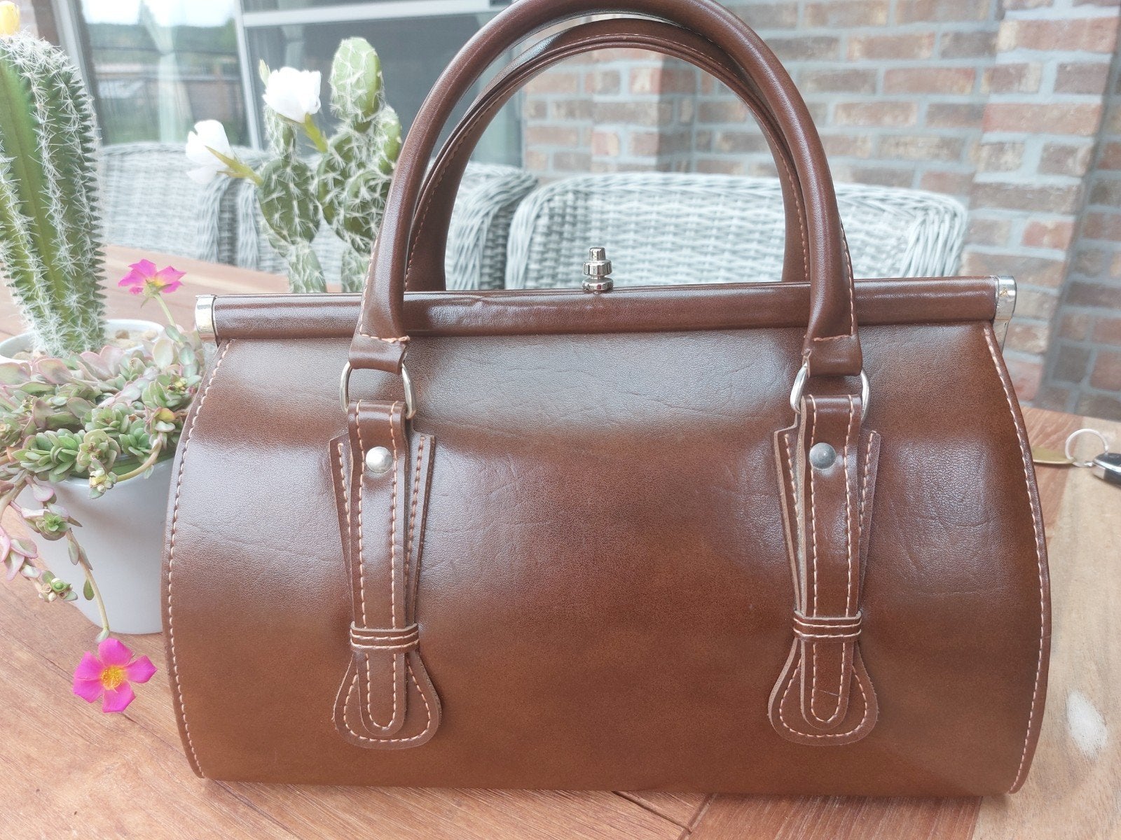 vintage handtas, Bruin, Minder dan 40 cm, Zo goed als nieuw, Minder dan 20 cm