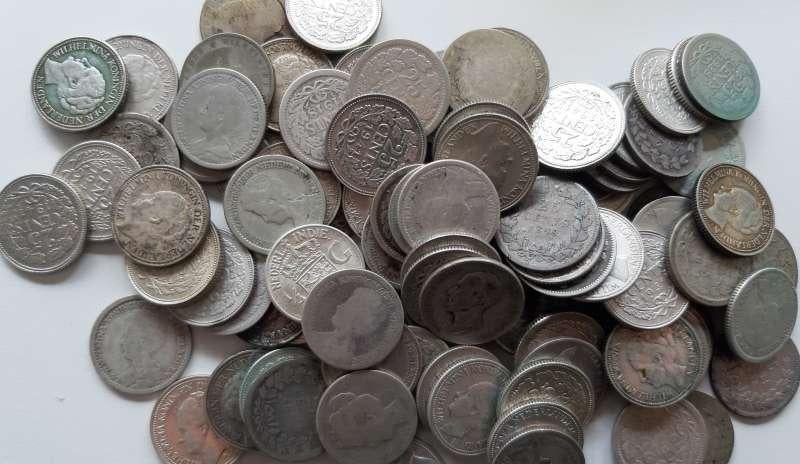 Nederland Lot 100 zilveren kwartjes, Ophalen of Verzenden, Zilver