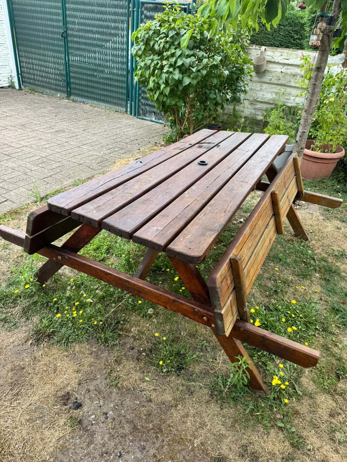 Picknicktafel, Tuin en Terras, Picknicktafels, Ophalen, Gebruikt, Vierkant, Hout