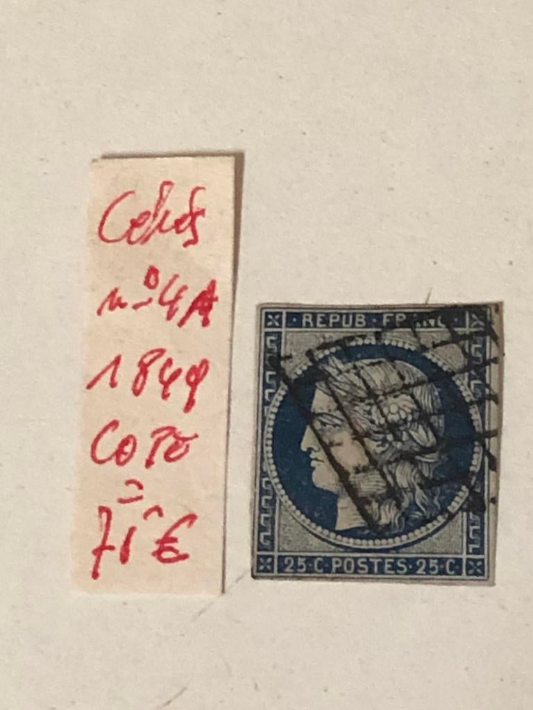 France  Cérès n* 4a oblitéré grille Cote Yvert = 75€, Affranchi