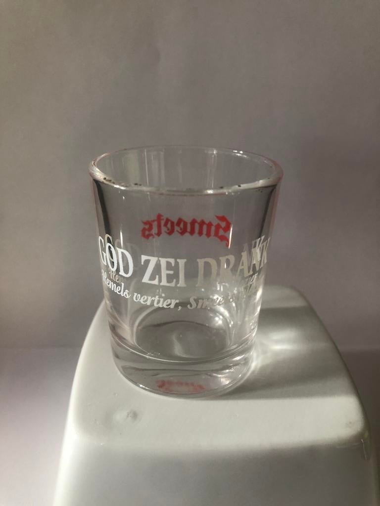 glas SMEETS jenever Hasselt - god zei drank (laag), Enlèvement ou Envoi, Utilisé, Verres et Verres à shot