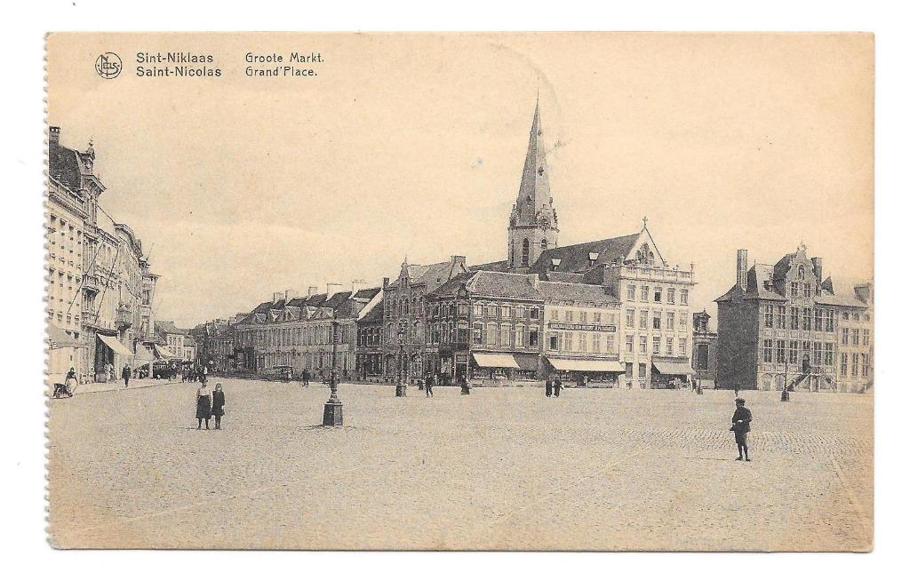 Sint Niklaas groote markt, Verzamelen, Postkaarten | België, Ophalen of Verzenden, 1920 tot 1940, Gelopen, Oost-Vlaanderen