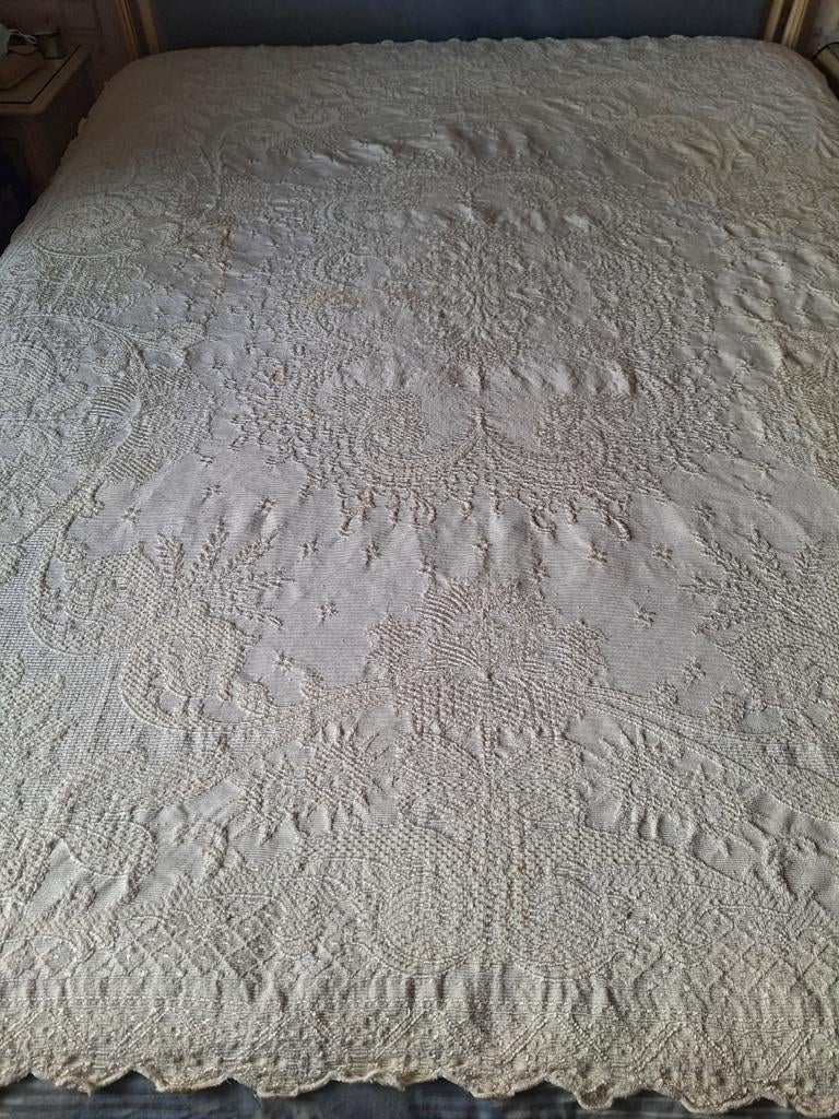 Antieke katoenen sprei van 2m bij 1m60, Ophalen, Eenpersoons, Beige, Overige typen