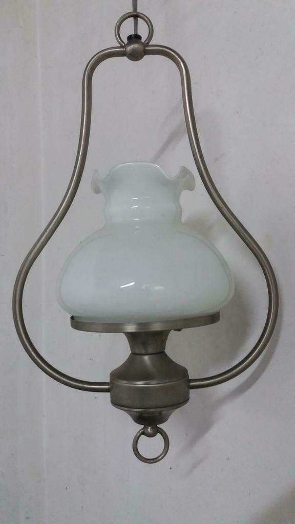 suspension lampe unique e27 avec globe en verre blanc. tbe, Enlèvement ou Envoi, Comme neuf, Verre