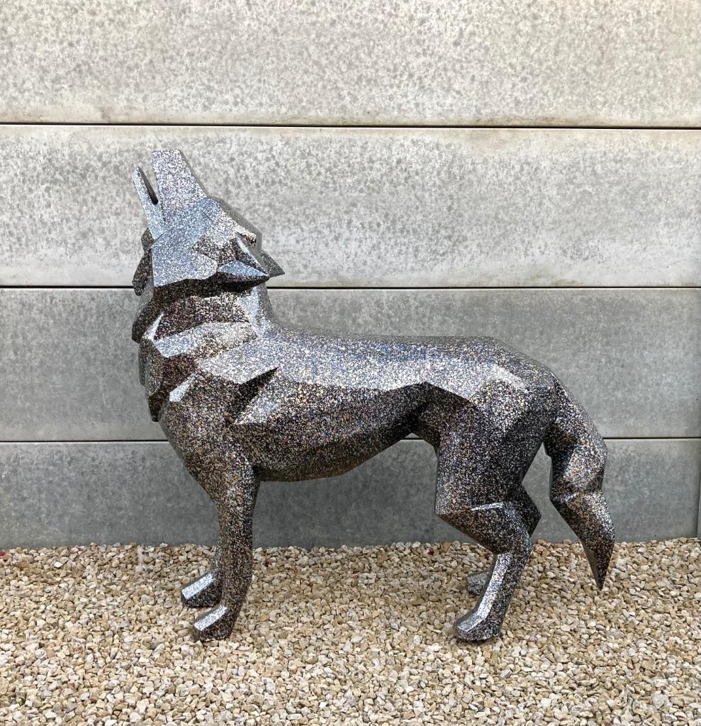 Beeld wolf / herder origami  H 100cm x L 110cm, Verzamelen, Ophalen, Nieuw, Dier