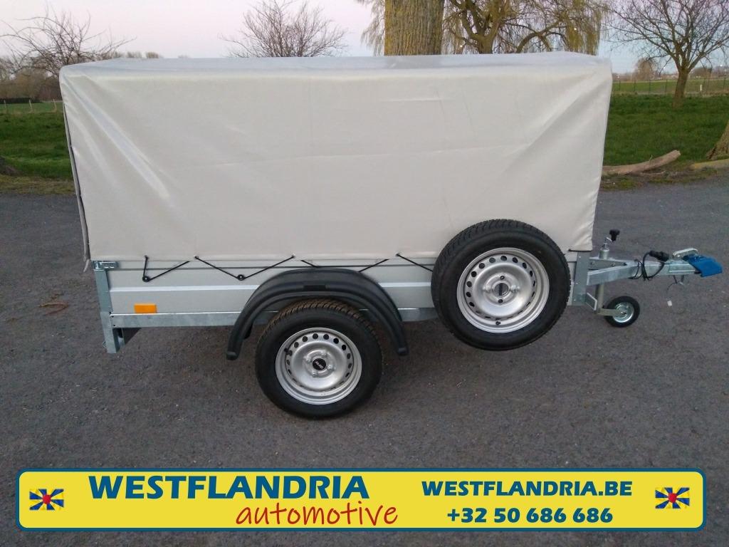 Bagagewagen 750 kg met huif, reservewiel en LED lichten, Auto's, Bedrijf, Te koop, Fiat