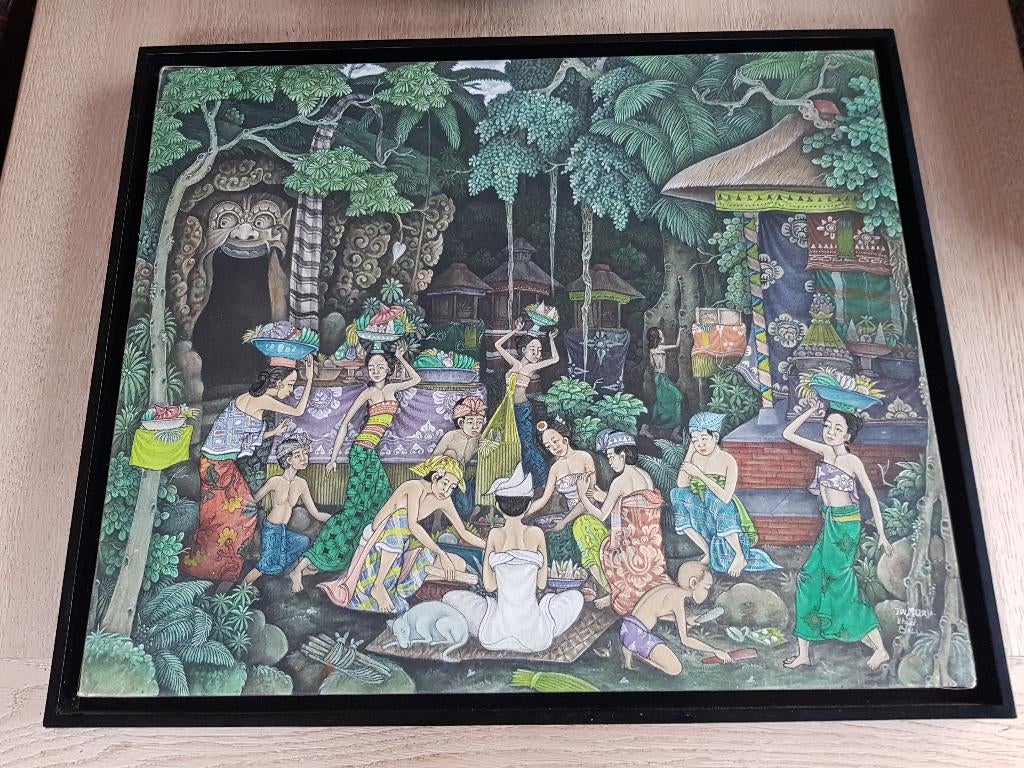 Bali kleurrijk schilderij H 50 cm x L 60 cm, Antiek en Kunst, Ophalen