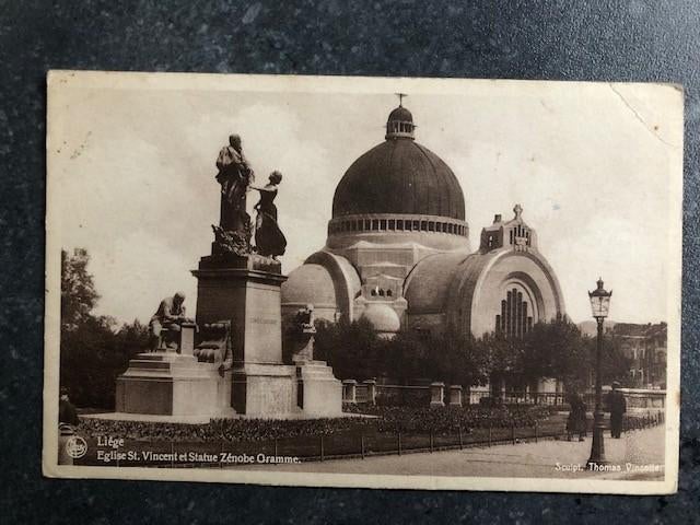 carte postale Liège - Eglise Saint-Vincent et statue Zénobe, Enlèvement ou Envoi, Liège