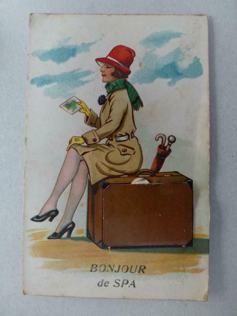 Bonjour de Spa met 10 kleine fotootjes, Verzamelen, Postkaarten | België, Verzenden, Gelopen, Luik