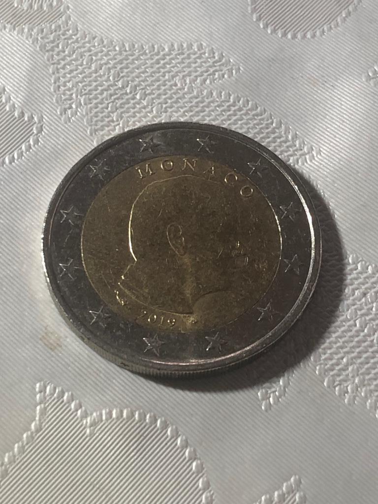 Pièce de 2 euro 2019 Monaco usagée en bon état., Enlèvement ou Envoi, Monaco, 2 euros, Monnaie en vrac