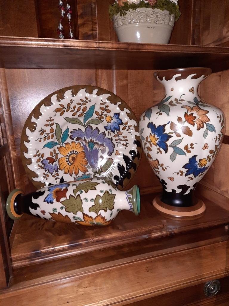 Schaal en 2 grote vazen, Enlèvement ou Envoi, Neuf, Poterie ou Porcelaine, 50 à 75 cm