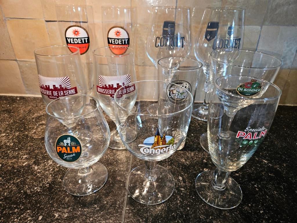 11 verres à bière (lot de bières belges), Enlèvement, Comme neuf