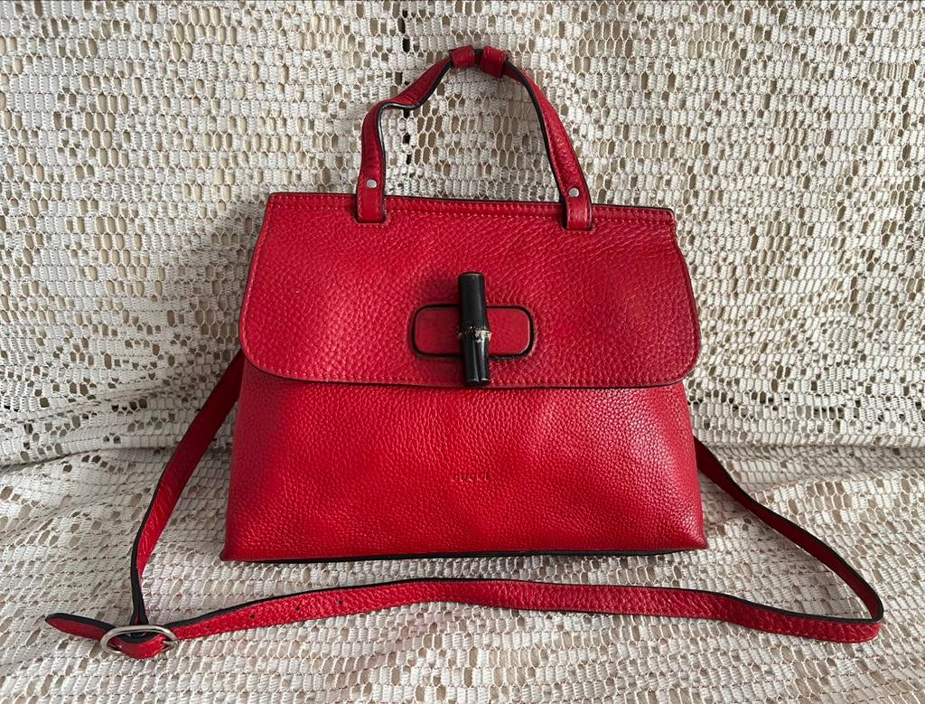 GUCCI Bamboo Daily rode leren tas, Ophalen of Verzenden, Rood, Leer