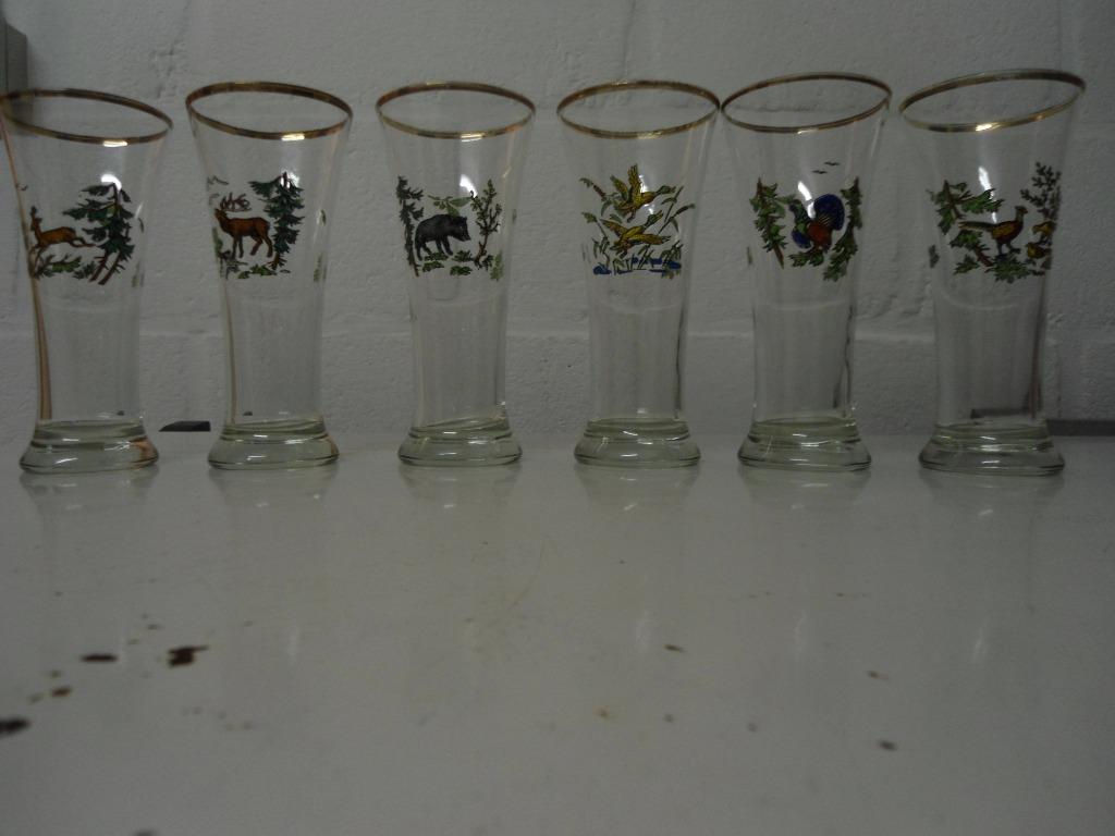 6 zeldzame, vintage bierglazen (fluitjes), Ophalen of Verzenden