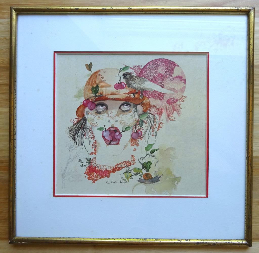 Dominique Uhoda, GT, 24 x 24 cm, Les Cérises, Antiquités & Art, Enlèvement ou Envoi