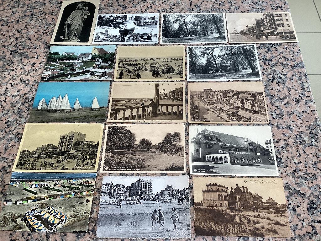 Lot de 16 cartes postales anciennes côte DE PANNE, Collections, Enlèvement ou Envoi, 1920 à 1940, Affranchie, Flandre Occidentale