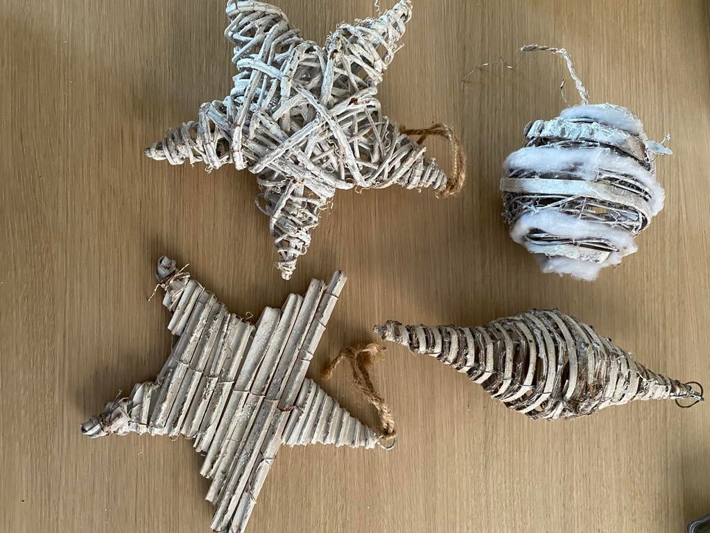 Set van 4 houten kerstversieringen om op te hangen, Diversen, Kerst, Ophalen of Verzenden, Gebruikt
