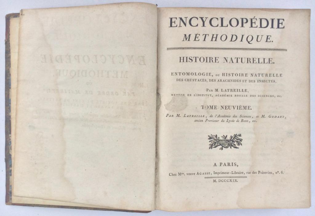encyclopédie methodique histoire naturelle par M Latreille 9, Enlèvement ou Envoi, M. Latreille