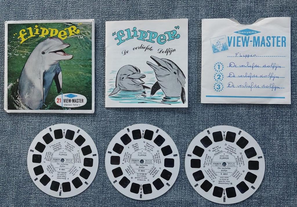 Set vintage View-Master schijfjes "Flipper", Ophalen