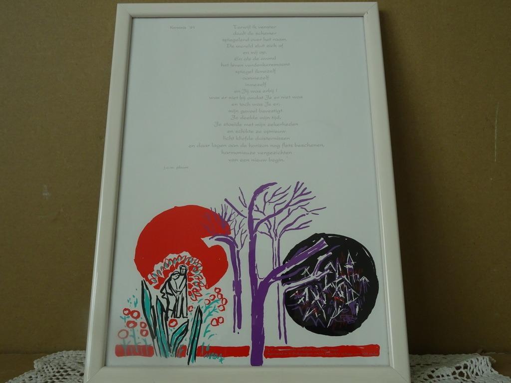 J. C. M. Ploum Kerstmis ’91 J.C.M. Ploum gedicht 23x31cm, Ophalen of Verzenden, Zo goed als nieuw