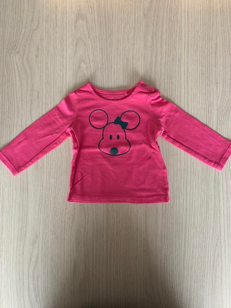 Mooie roze longsleeve met muisje maat 68, Kinderen en Baby's, Ophalen of Verzenden, Zo goed als nieuw, Meisje, Shirtje of Longsleeve