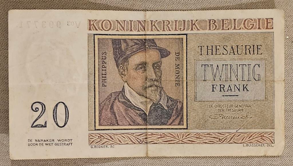 Billet belge de 20 francs 1956
C'est un Be, Enlèvement ou Envoi